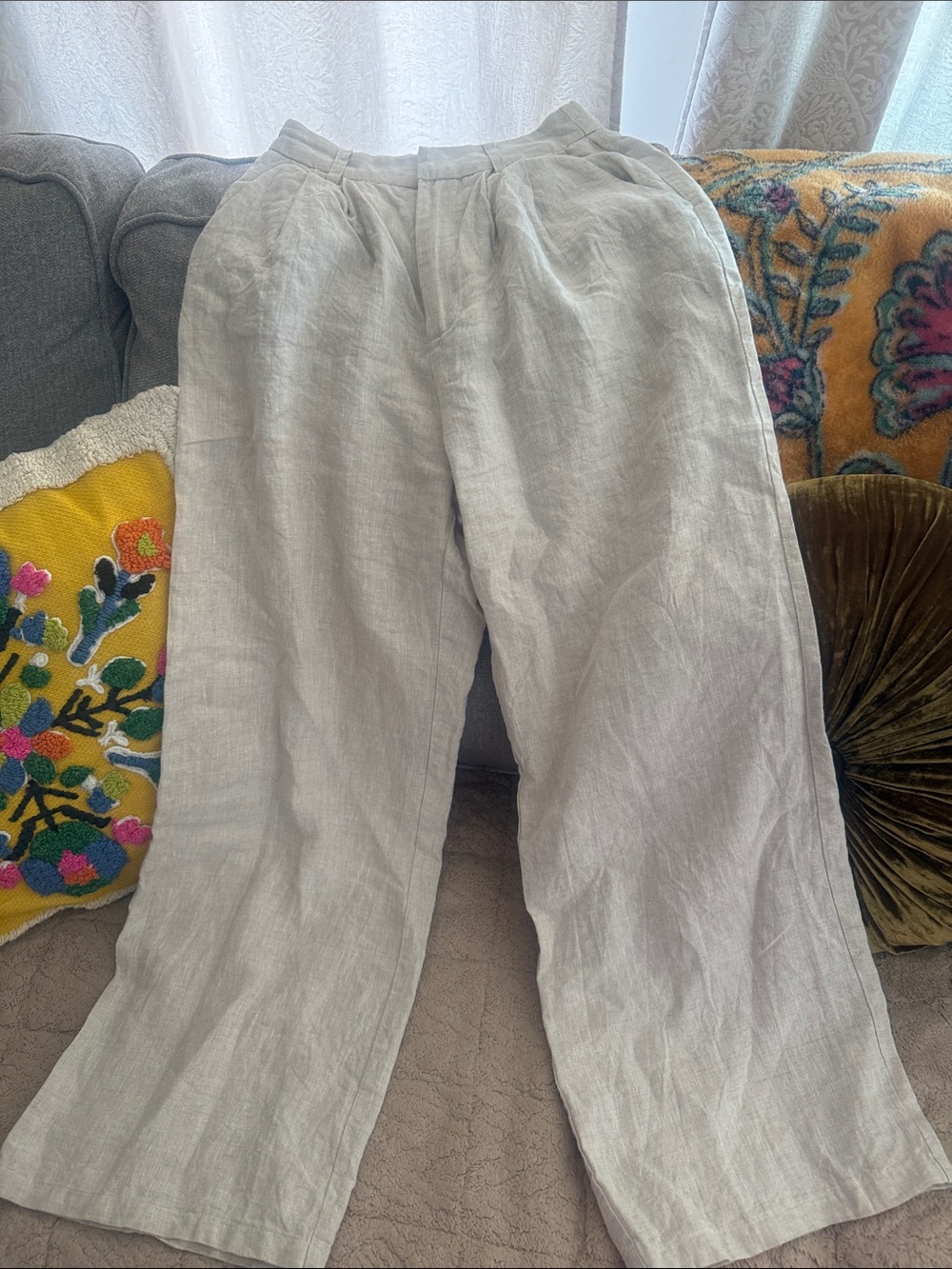 Dissh Norah Tan Natural Linen Pants Fully Lined Pockets Size 2 - Picture 6 of 14